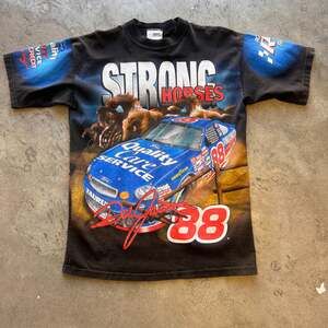 Vintage 1998 Dale Jarrett Strong Horses All Over Print NASCAR Shirt